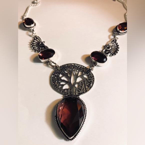 Garnet 925 Sterling Silver Necklace - Picture 1 of 2